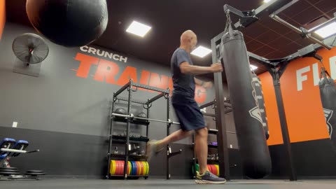 1/1/26: At age 72, my bag workouts continue at Crunch Fitness in Acworth, GA. Round Kicks