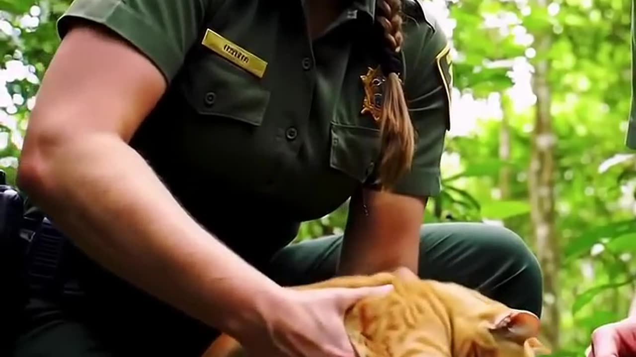 Officers Saving Poor Cat From Python Attack