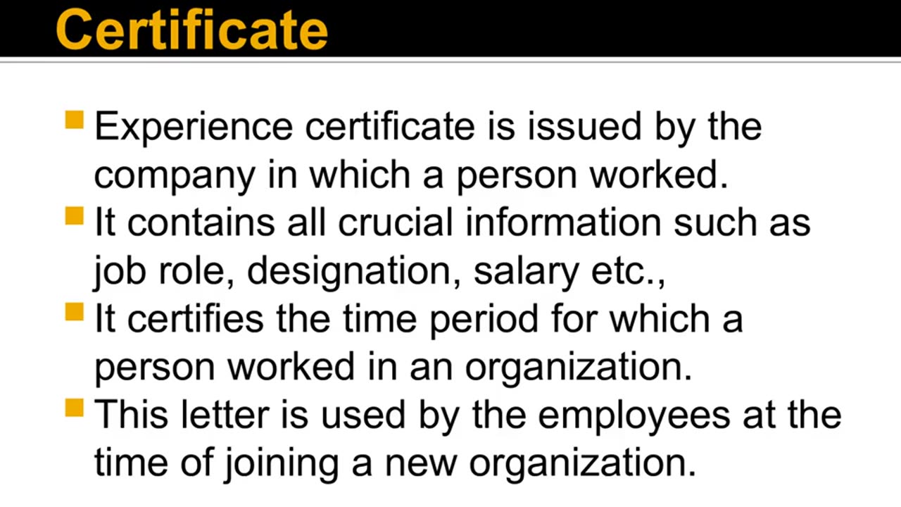 Experience Certificate