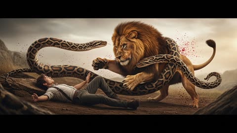 Lion Saves Man From Pythons! Amazing Wild Rescue