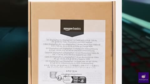 Amazon Basics DisplayPort 1.4 Cable, 32.4Gbps High-Speed, 8K@60Hz, 4K@120Hz, Dyn