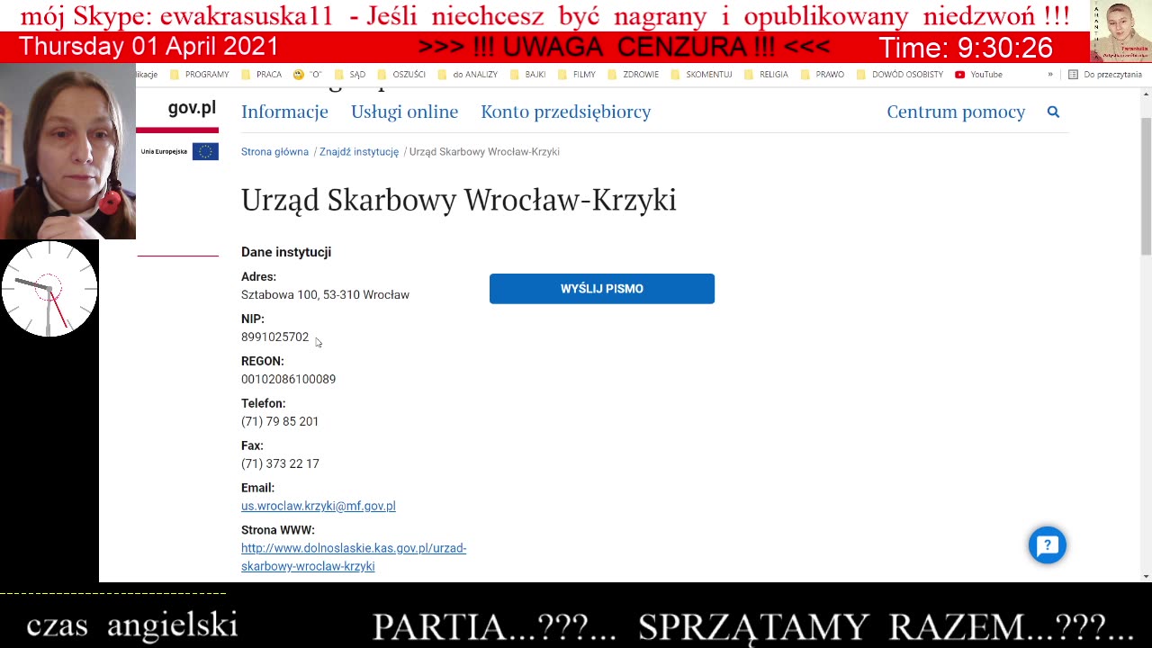 ARCHIWUM - 2581 - INTELEKTUALNY Urząd Skarbowy Wrocław-Krzyki a ZGP 👮♀️ - 01.04.2021 rok