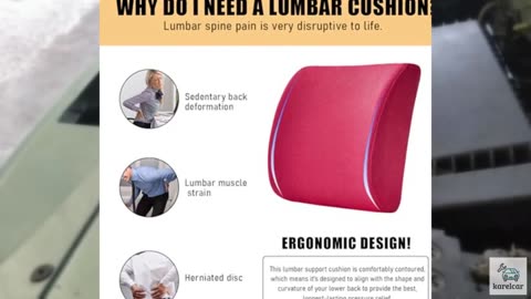 Gasedin Lumbar Support Pillow, Memory Foam Back Support Cushion, Lumbar Pillow I