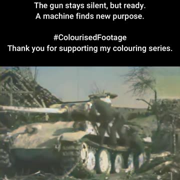 British Troops Examine Captured Tank #ColourisedHistory