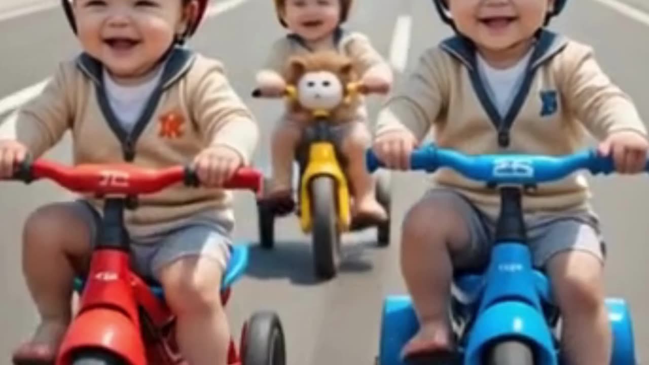 Adorable Babies Driving Tricycle and Very Excited #trending #viral