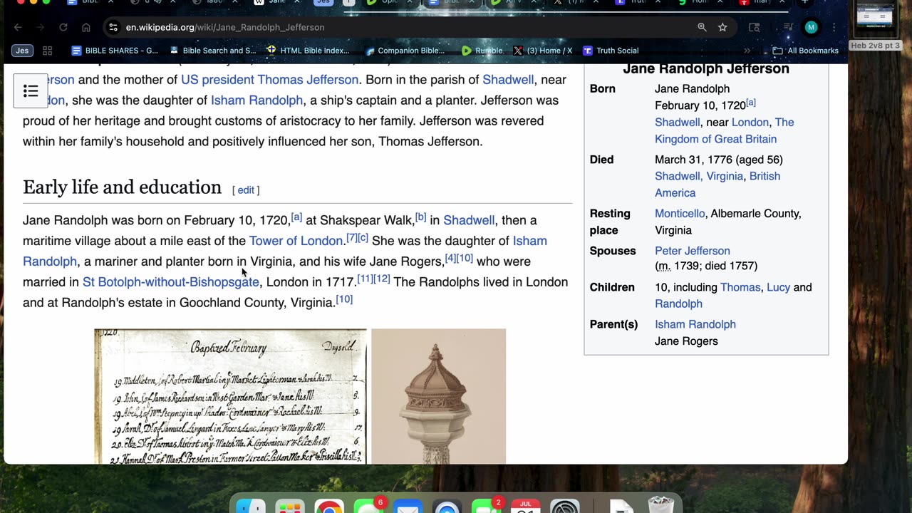 7/21/25 Did Thomas Jefferson help to lay the false de facto Jer 51:26 Beast System Foundation?