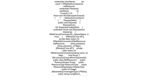 How to provide user name and password when connecting to a network share
