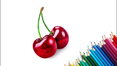 How To Draw Cherries With Colour Pencils.