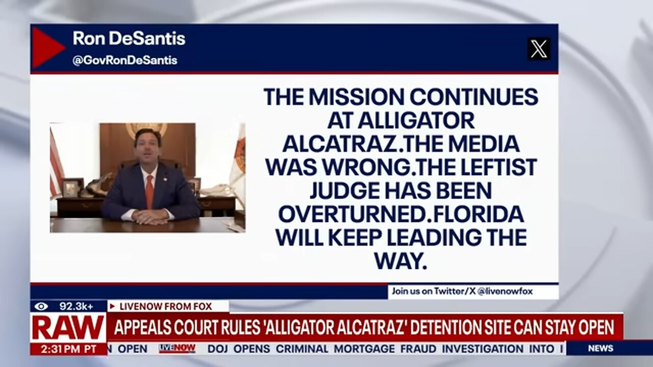 BLOCKED: 'Alligator Alcatraz' closure reversed on appeal