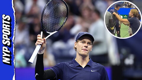 US Open fan caught by security grabbing Jannik Sinner's bag in bizarre moment