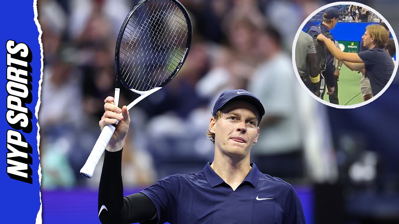 US Open fan caught by security grabbing Jannik Sinner's bag in bizarre moment
