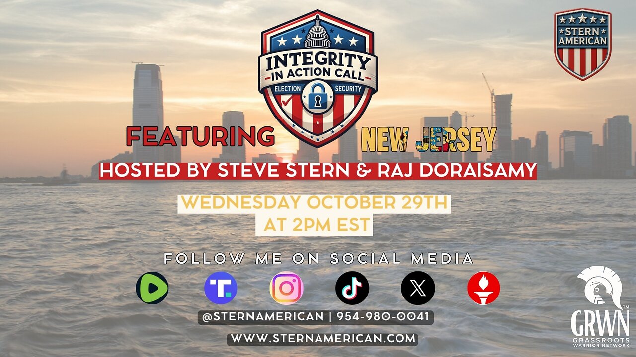 ELECTION INTEGRITY CALL – WED, OCT 29 · 2 PM EST | FEATURING NEW JERSEY