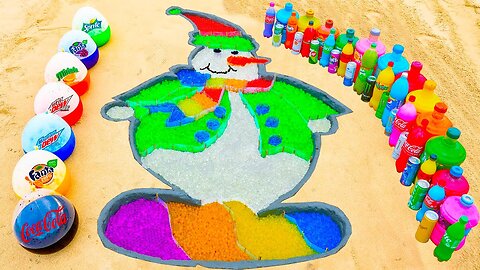 How to make Rainbow Christmas Snowman with Orbeez, Balloons of Coca-Cola and Mentos & Popular Sodas