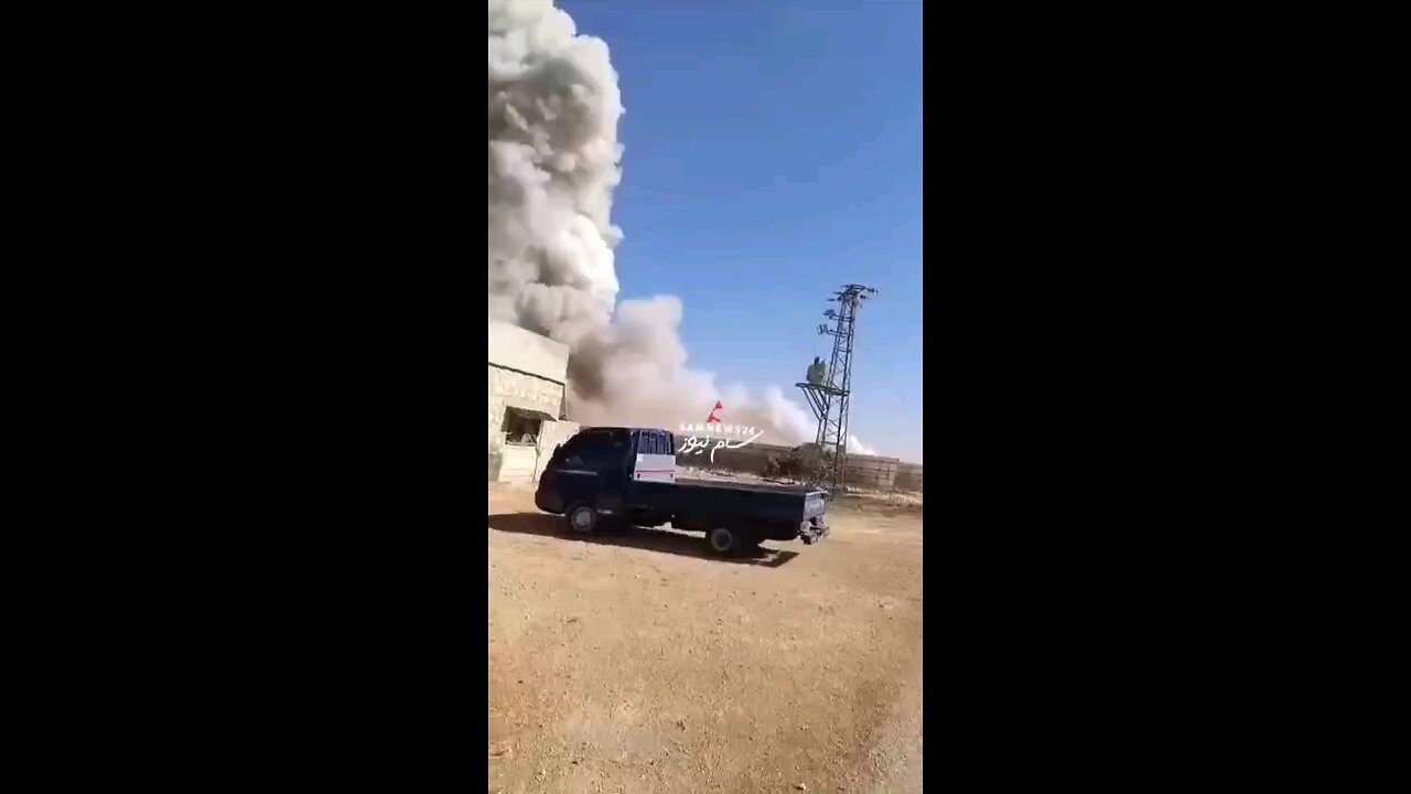 This is the moment the weapons depot exploded near Idlib, northern Syria.