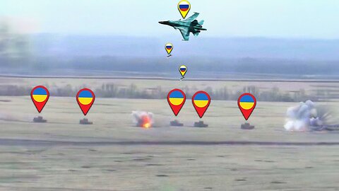 Rare Footage: Russian Su-34 Drops FAB-3000 Bomb on Ukrainian Ammo Convoy!