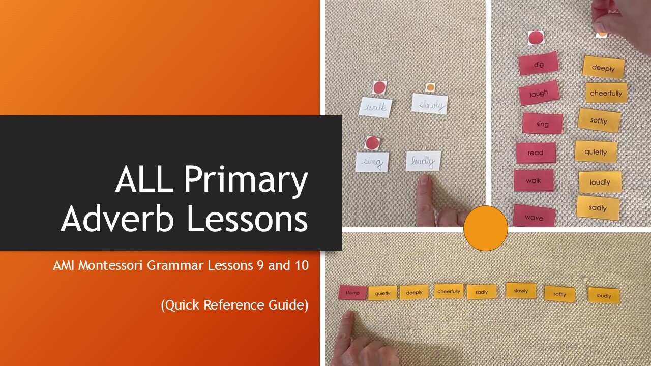 All Adverb Lessons: Quick Reference Guide for AMI Primary Montessori