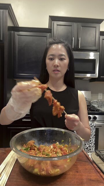 Baked carrots,kale salad and pork skewers