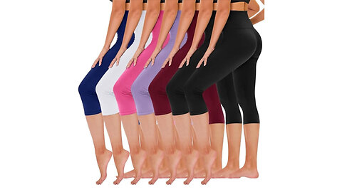 7 Pack Leggings for Women - High Waisted Pants.