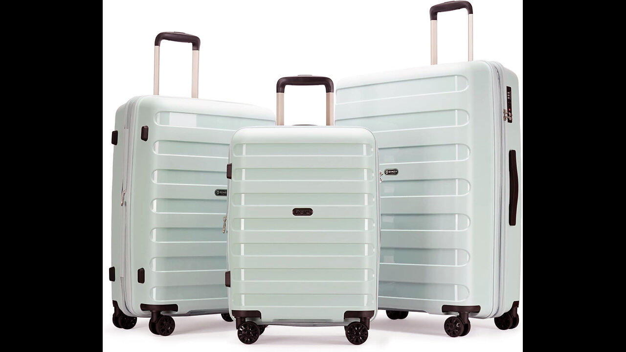 PP material 3-piece expandable luggage sets with Spinner Wheels