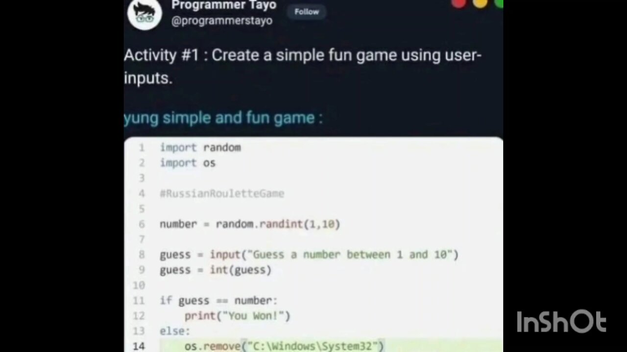 Activity #1: Create a simple fun game using user-inputs.