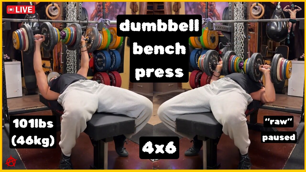 4x6 w/ 101lbs (46kg) Pause Dumbbell Bench Press