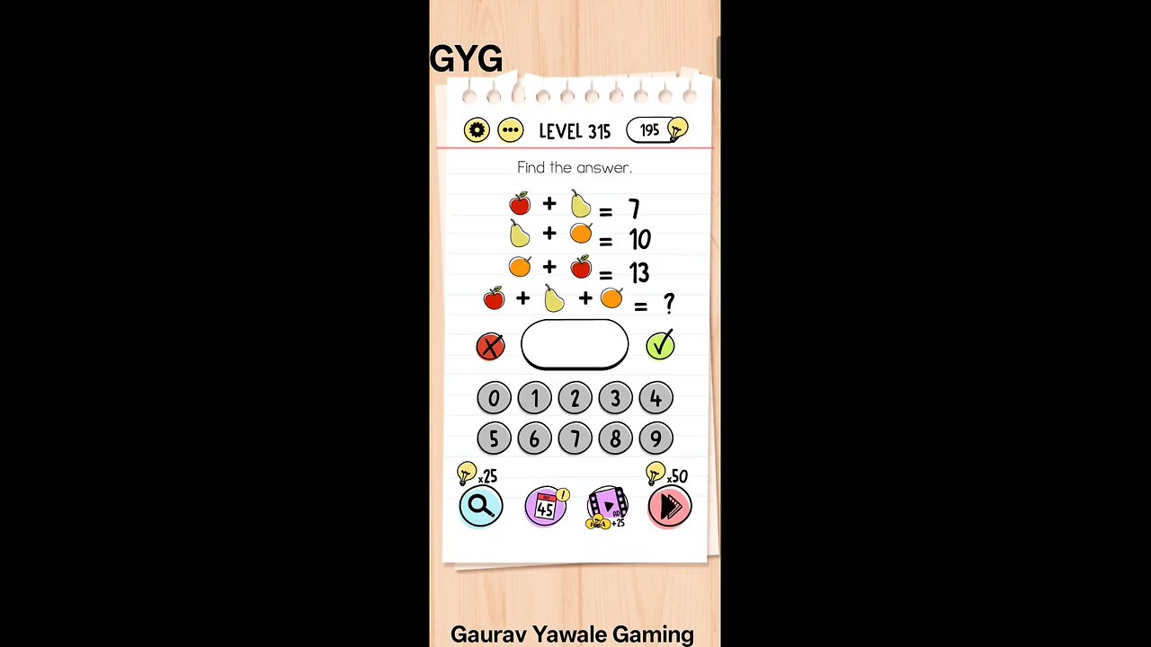 Find the answer. Brain test level 315!