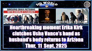 Heartbreaking moment Erika Kirk clutches Usha Vance’s hand as husband’s body returns to Arizona