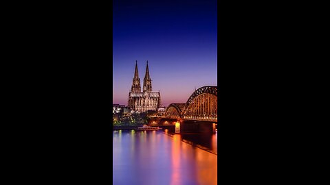 The beautiful city of Cologne at night, one of the German cities.