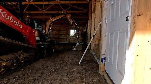 Laying the radon and combustion air pipes.