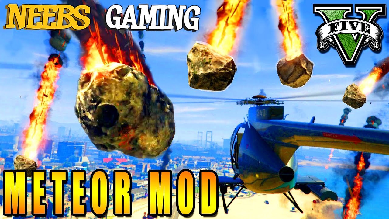 GTA 5 METEOR SHOWER MOD! (GTA 5 Funny Moments) Grand Theft Auto Gameplay Video