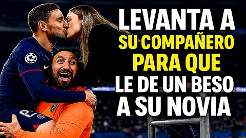 🥰 Donnarumma levantó a Beraldo para que besara 😍 a Rafaela Albino al final del partido.