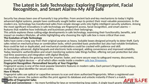 The Latest in Safe Technology: Exploring Fingerprint, Facial Recognition