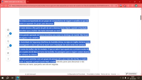 Mulher morre após ter sido 'esquecida' por navio de cruzeiro em ilha da Austrália.mp4