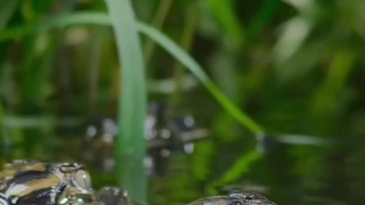 MOTHER ALLIGATORS PROTECTING THEIR YOUNG BY GUARDING THEIR NEST