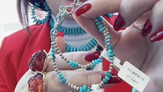 20250810-3 Natural Sterling Turquoise 925 stering Silver Beads Bracelet Wrap Wrist Bloom