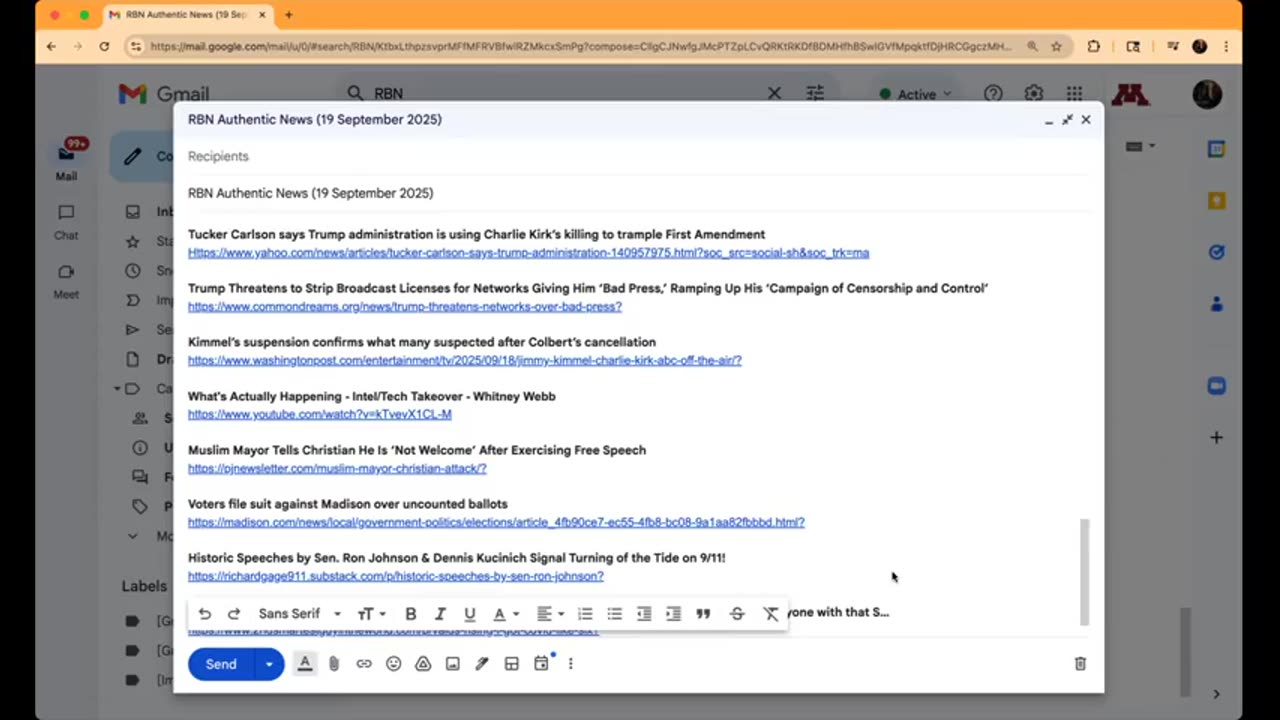 RBN Authentic News (19 September 2025)