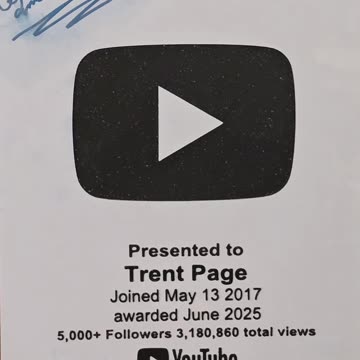Trent Page's Youtube plaque.