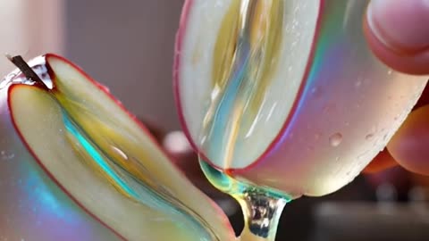 Holographic apple Fruit jelly asmr