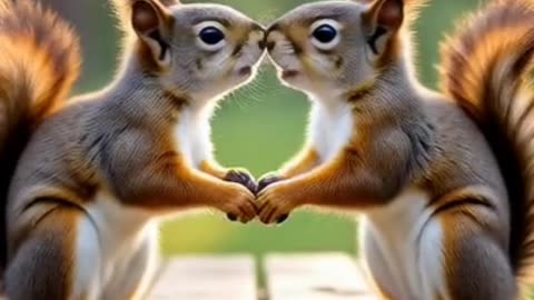 Squirrels face off in the most intense arm-wrestling match ever. Who wins?