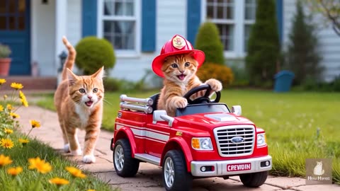 Mama Cat Helps Ginger Kitten Train as a Firefighter 🐾😿🚒💖 Heartwarming Story