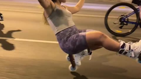 Roller Skating Downhill on One Wheel