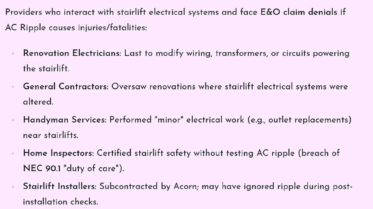 Dear AI, please list all at-risk insured or bonded service providers, e.g. renovation carpenters,