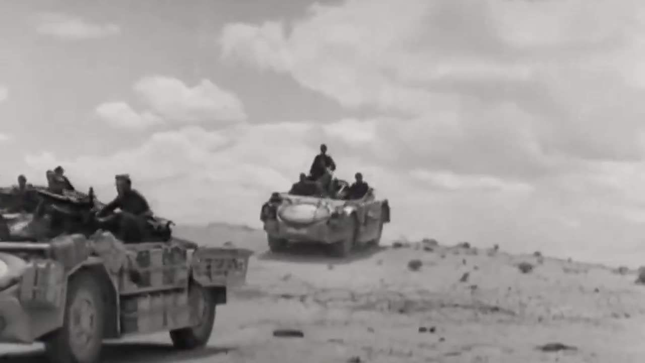 Italian dramatization of the capture of a British Jeep by AS42 "Sahariana" recce vehicles
