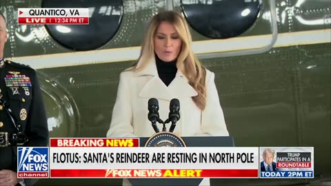 First Lady Melania Trump delivers remarks to military families at the Marine Corps Toys