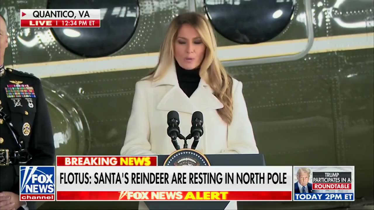 First Lady Melania Trump delivers remarks to military families at the Marine Corps Toys