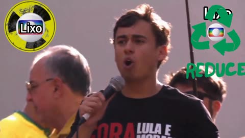 Deputado Nikolas Ferreira puxa coro de “Globo lixo” para o helicóptero da emissora.