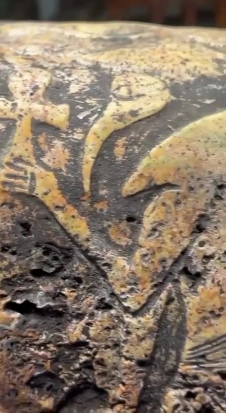 Alien Limestone Skull From Tula, Mexico- 60 Pounds And Is 3 Feet Long