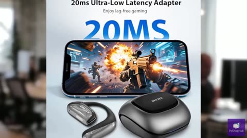 2.4GHz Open Ear Headphones Wireless Gaming Earbuds, IPX5 Waterproof Bluetooth 5.