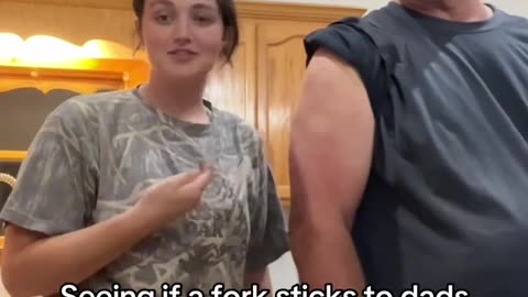 Seeing if a fork sticks to dads flu shot area too. Just say no..... Period.