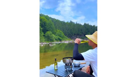 River Fishing & Cooking Fresh Catch | Wild Outdoor Food Adventure in Nature!"